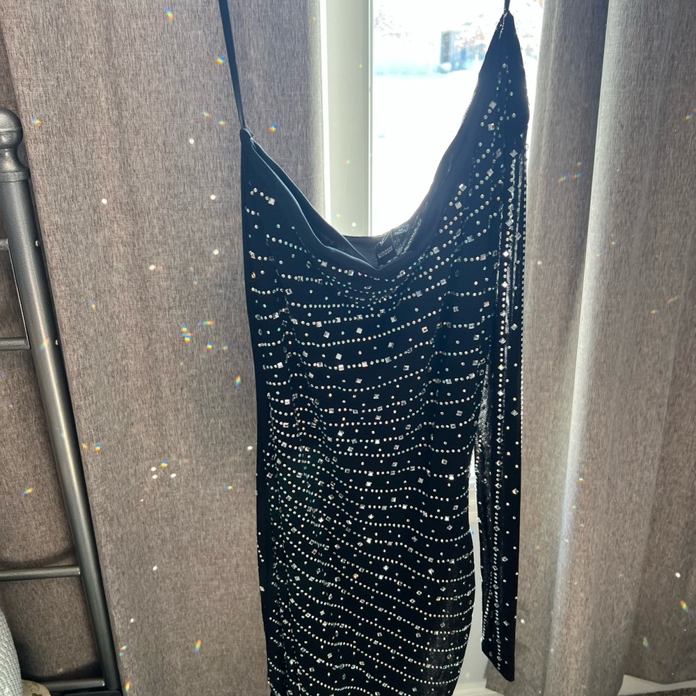 Windsor Black One Shoulder Sequin Dress